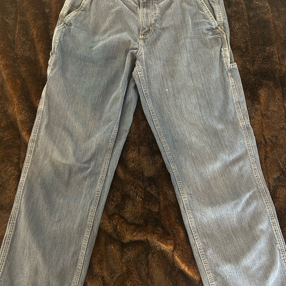 Carhartt Dungaree Fit Jeans 34x30 Relaxed Workwear Denim Blue Distressed